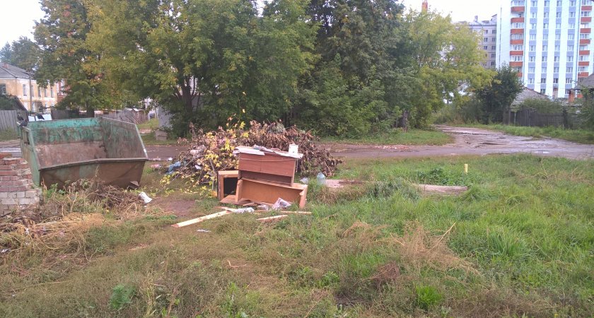 На окраине Йошкар-Олы жители подъезжают и выгружают мусор на машинах