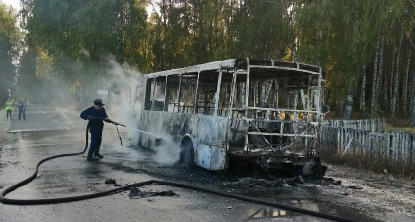В Медведевском районе сгорел рейсовый автобус