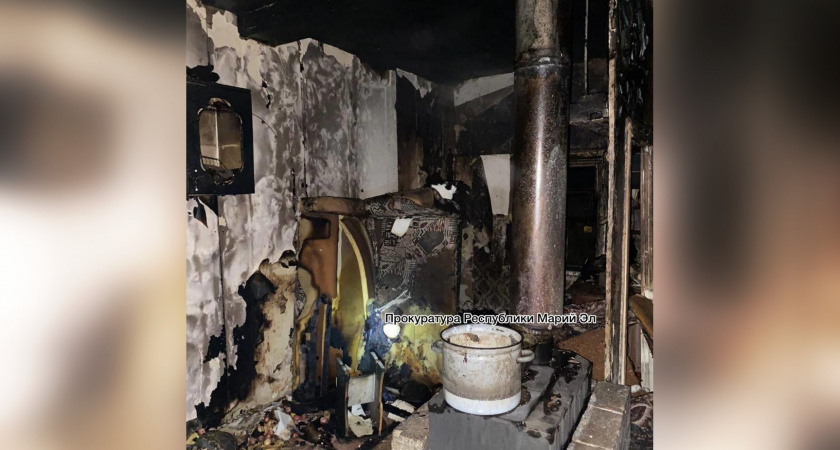 Частный дом сгорел вечером в Медведевском районе