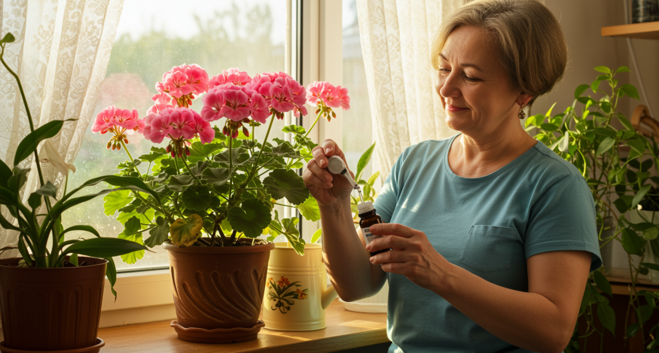1 капля в воду весной — и даже слабая герань зацветёт пышными соцветиями: будет радовать цветами весь год