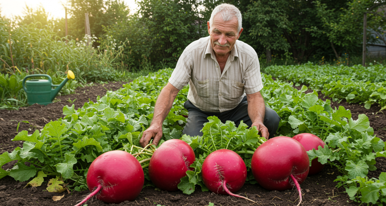 5 ложек на ведро — и редис полетит как бешеный: вырастет крупным и сладким — мощная подкормка
