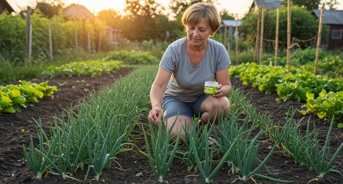Обработала грядку этим средством в начале июня — луковая муха не появлялась до конца сезона: на луке ни единого желтого перышка