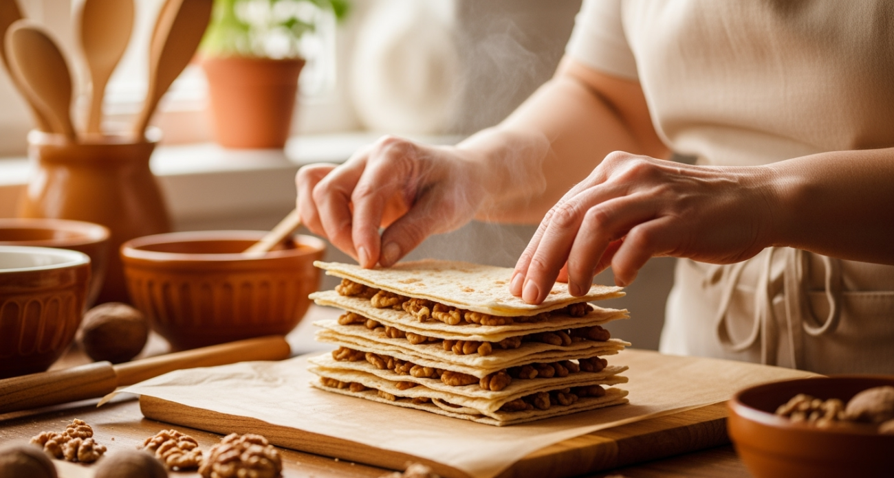Лаваш и горсть грецких орехов: готовим домашний десерт из 3-х ингредиентов — лучше любого «Наполеона»