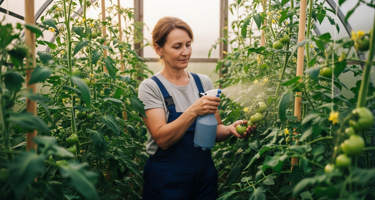 1 грамм на 10 литров воды и опрыскиваем томаты во время цветения: дают богатый урожай даже в прохладное лето