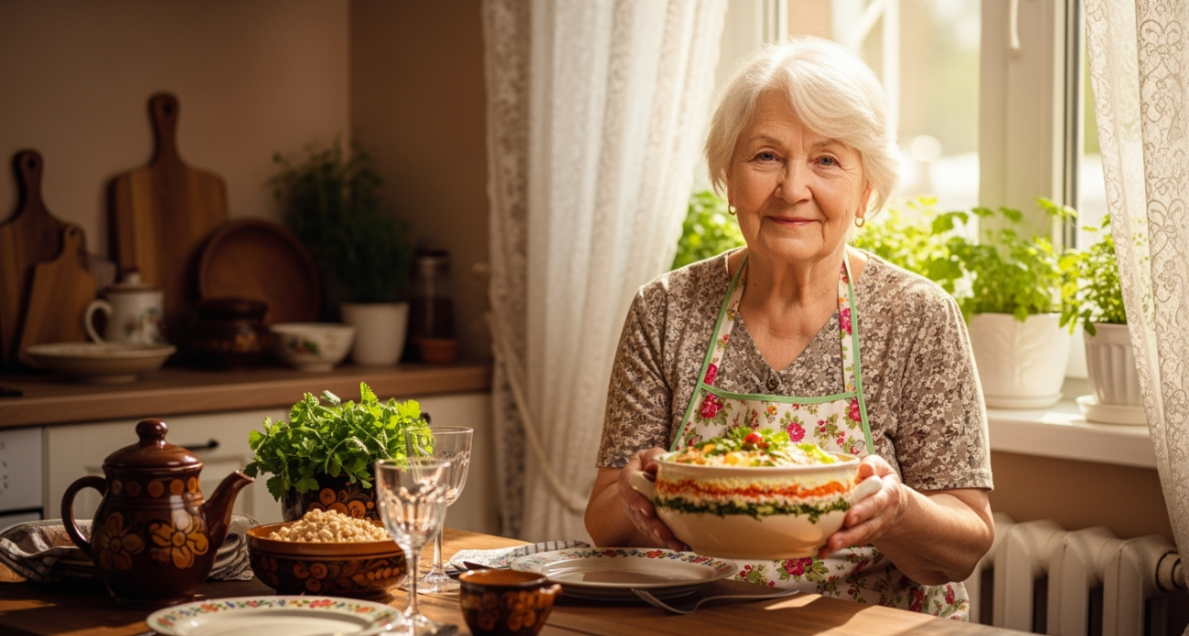 Салат Вкусняшка — название говорит само за себя: и к семейному столу, и к торжеству — про надоевший Оливье напрочь забыли
