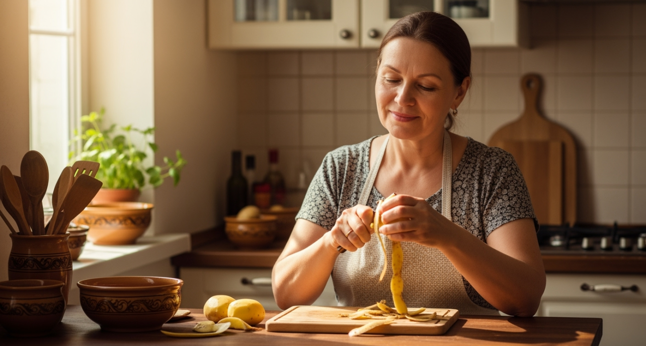 Картофельные очистки не выбрасываю — они ценнее золота: вот как их применяю — три полезных способа