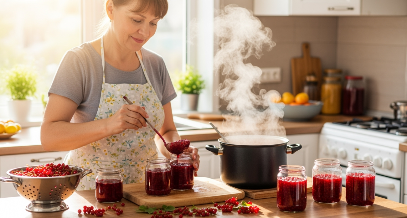 Как я готовлю джем из красной смородины: быстро, много и без косточек