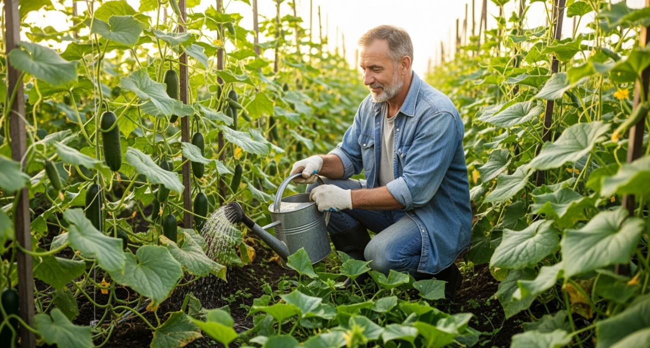 Лью 1 стакан под огурцы - они растут как бешеные, даже слабые растения обильно заплодоносят: лучшие подкормки для огурцов