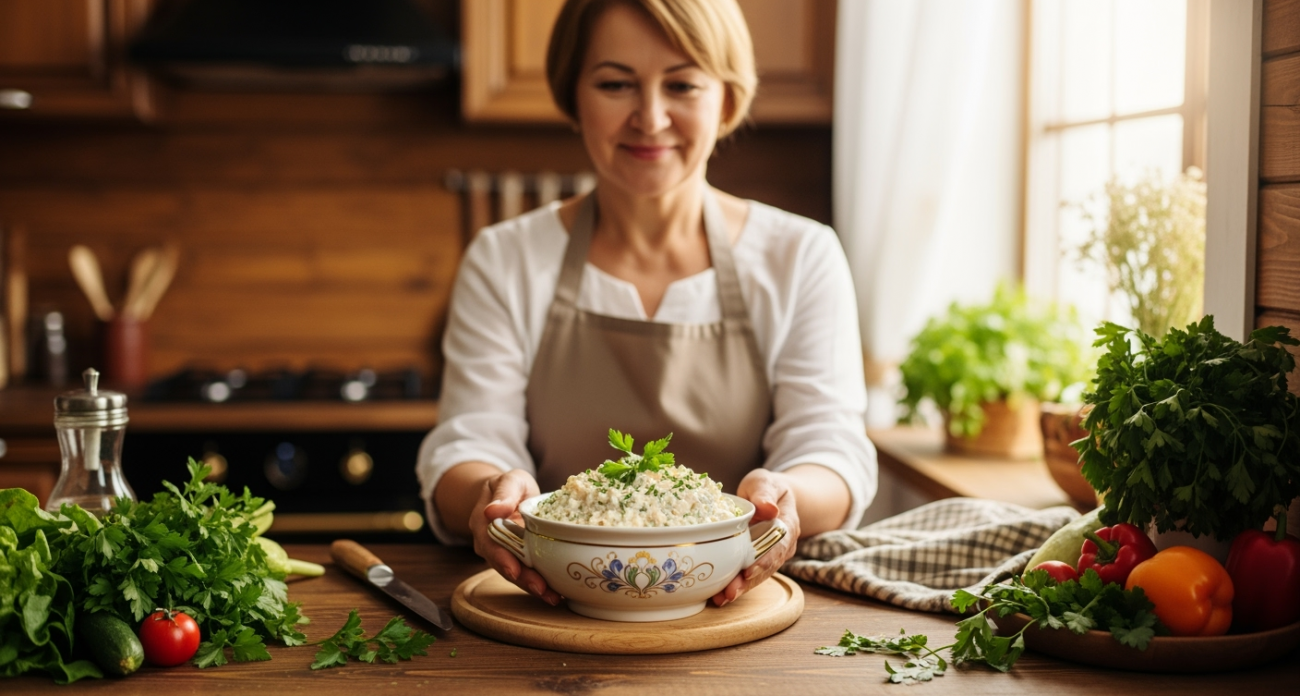 Салат Вкусняшка — название говорит само за себя: и к семейному обеду, и к торжеству — про приевшийся Оливье напрочь забыли