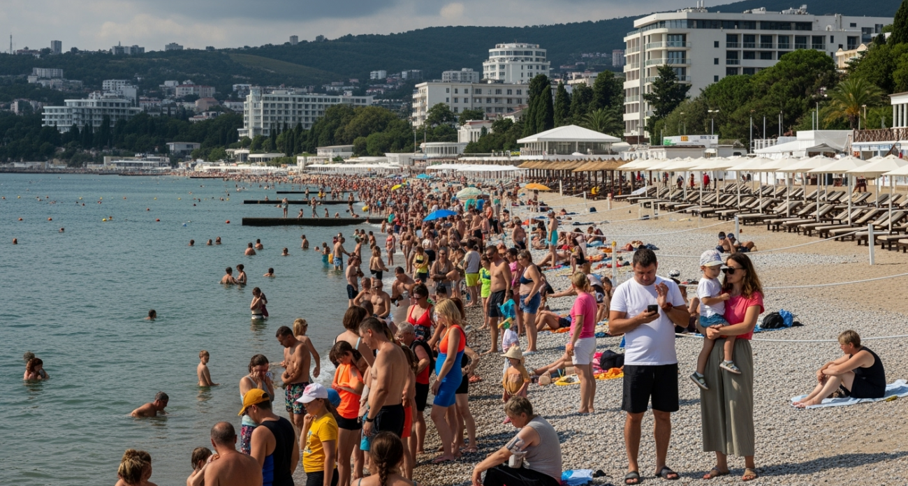 Курорт дорогого разочарования: море холодное, вип-зоны пустые, люди жмутся на узкой полосе, еда по цене Фуа-гра