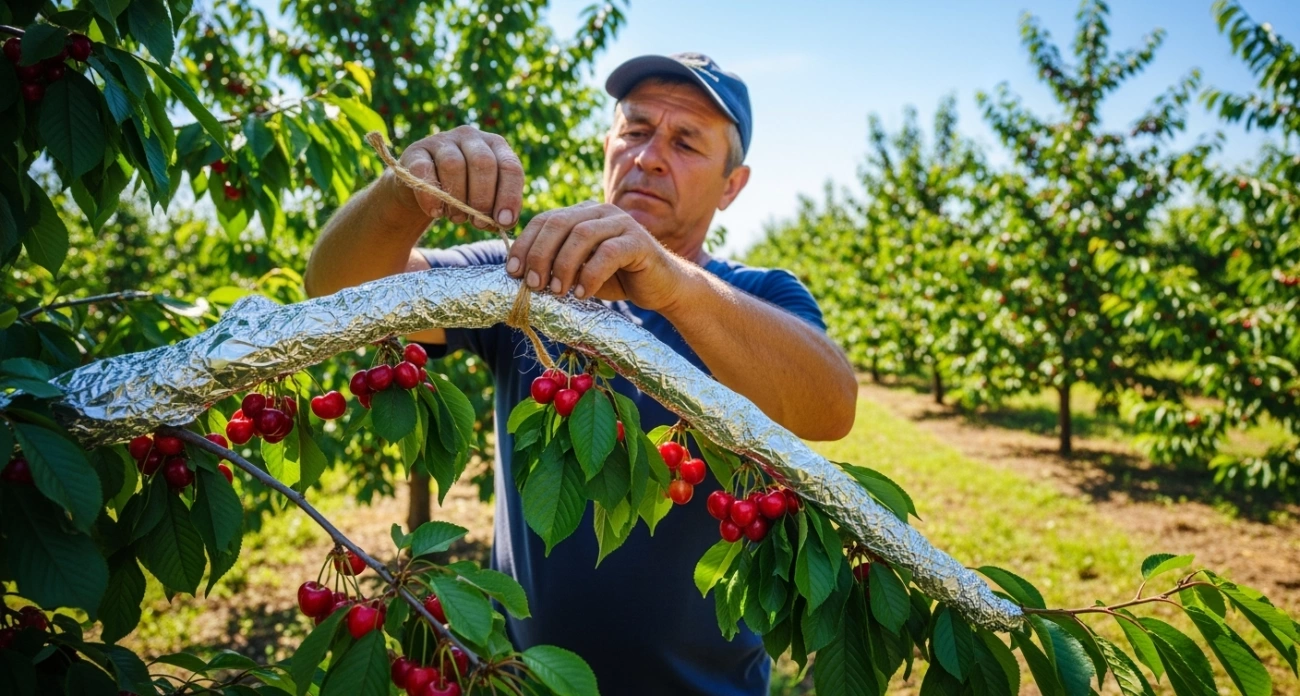 Укладываю фольгу вокруг плодовых деревьев: красиво и практично одновременно