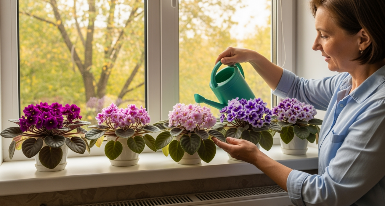 Лью в горшок в августе — фиалка становится неотразимой: цветёт как на выставку, бутонизация эталонная