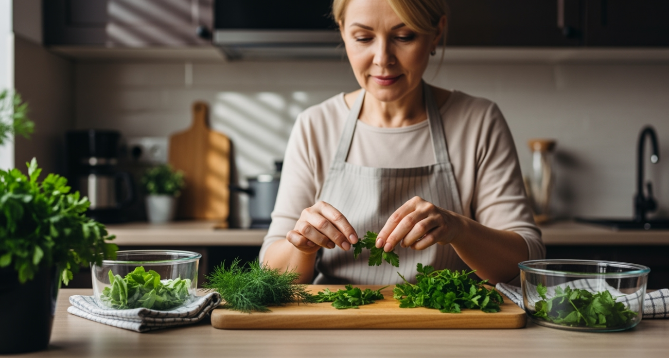 Гениальный лайфхак: как сохранить зелень свежей и хрустящей надолго в холодильнике и без него