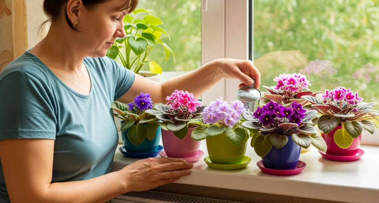 Лью это в горшок в августе — фиалка цветёт как на выставку с эталонной бутонизацией