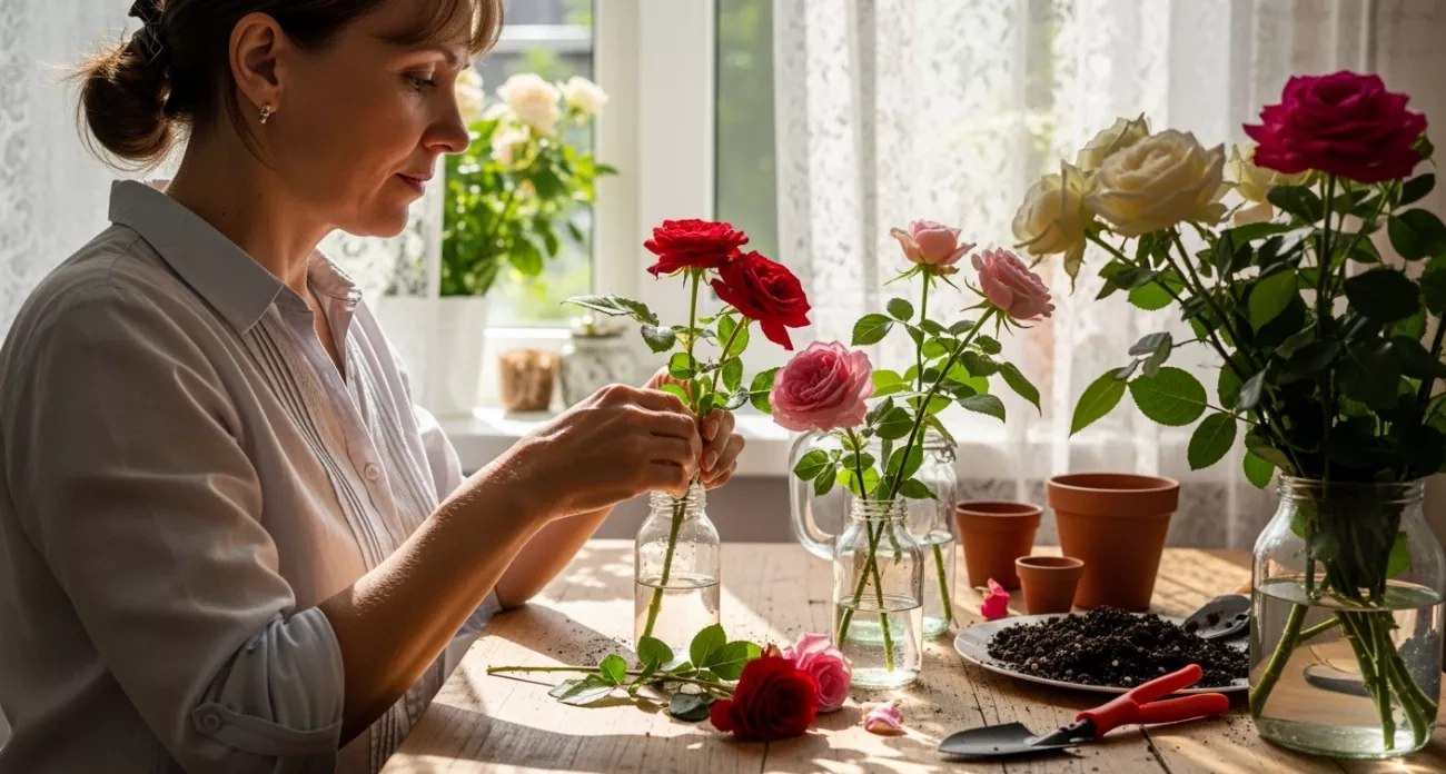 Превратите увядшие розы из букета в новые растения: простой способ укоренения, который работает всегда