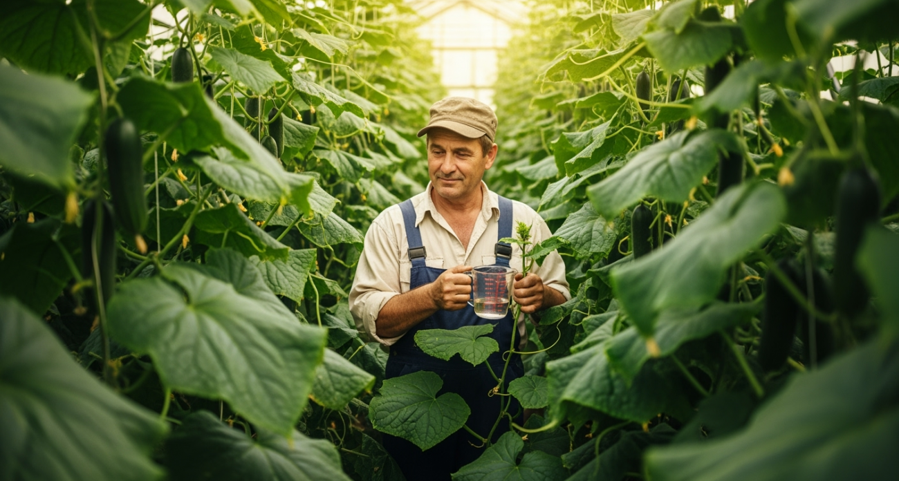Один стакан на ведро воды — и огурцы не боятся холодов: растут сочными и хрустящими, как южные