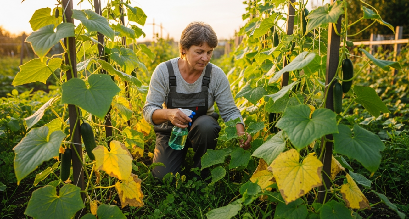 Желтеют листья у огурцов? Сделайте это за одну ночь — плети снова станут зелёными и будут плодоносить