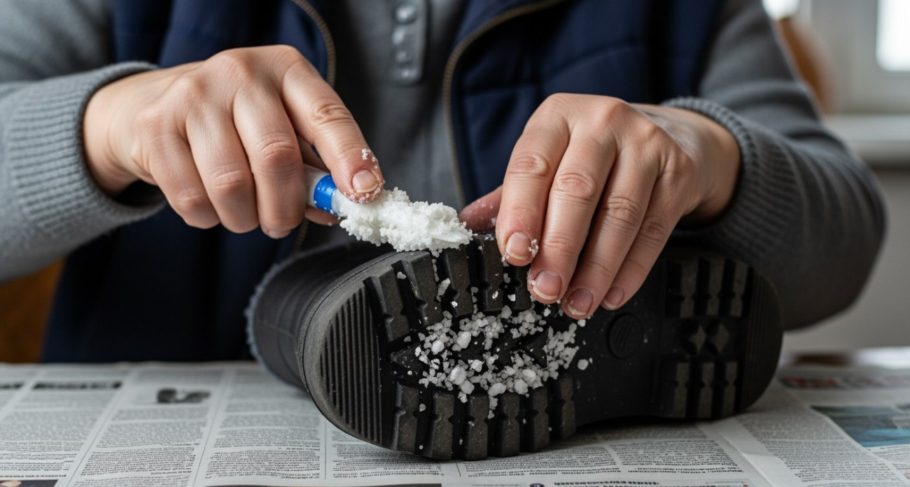 Ботинки на льду держатся крепче чем на голом асфальте: хватит одного мазка на подошву