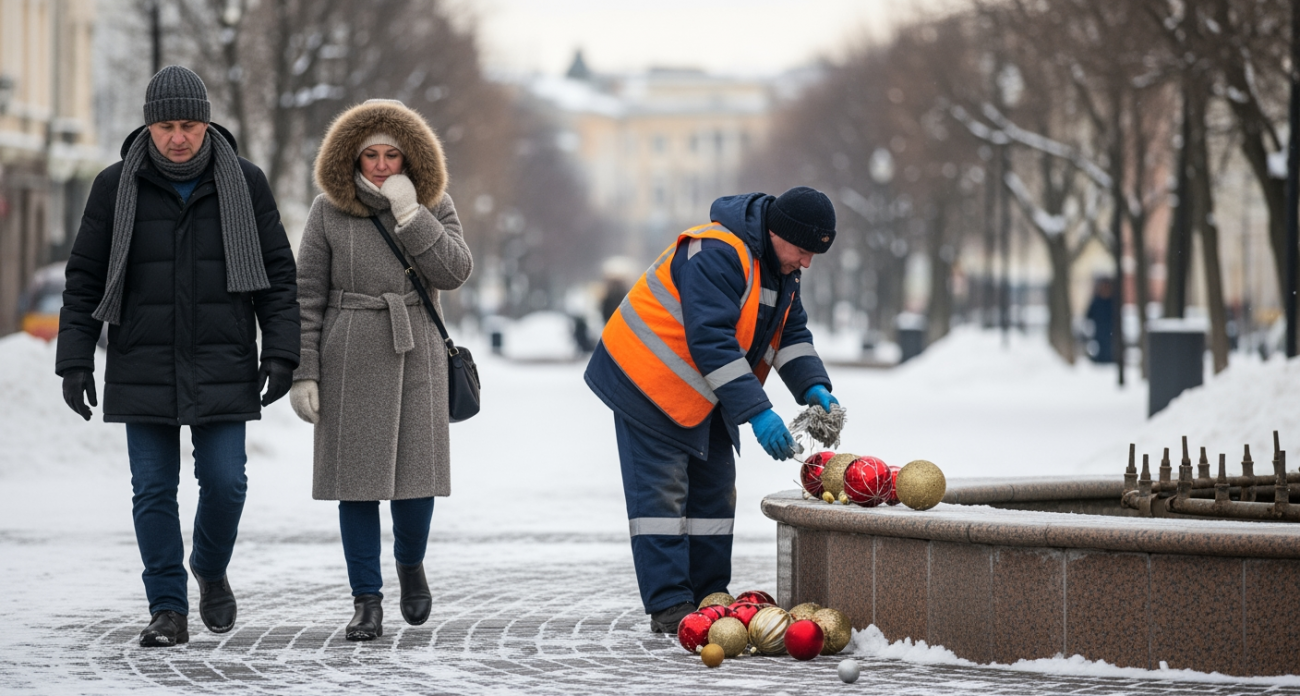 «Умный город» против вандалов: ночной погром новогодней инсталляции у «Башни» попал на камеры