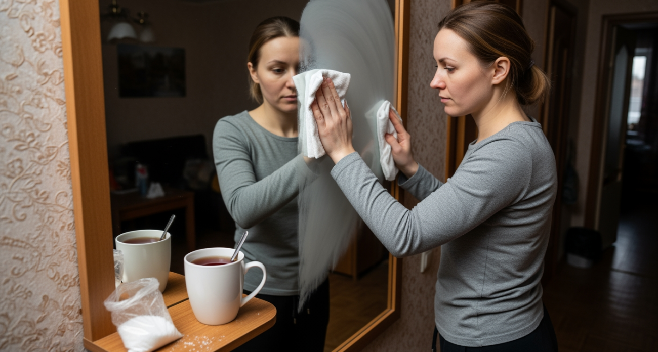 Домашний секрет пенсионерки с третьего этажа превратил мои грязные зеркала в блестящие поверхности без единого развода