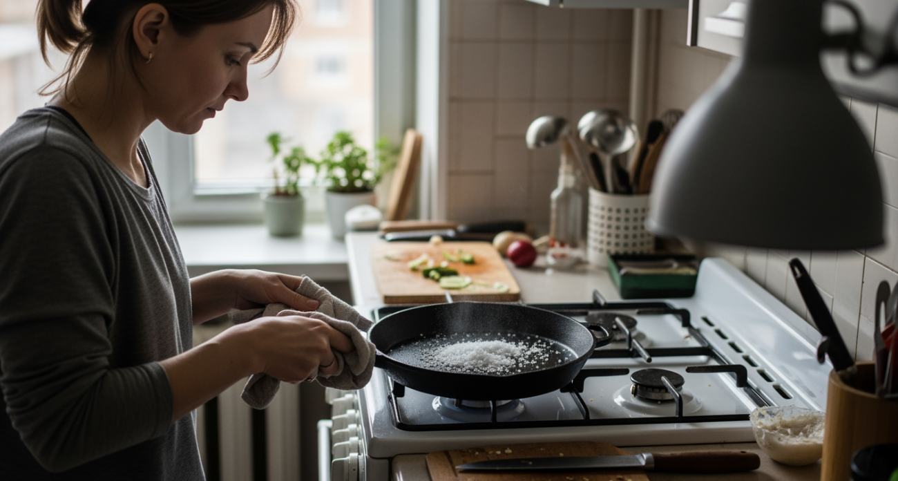 Старая кухарка показала мне один способ отмыть сковородки до зеркального блеска обычными продуктами