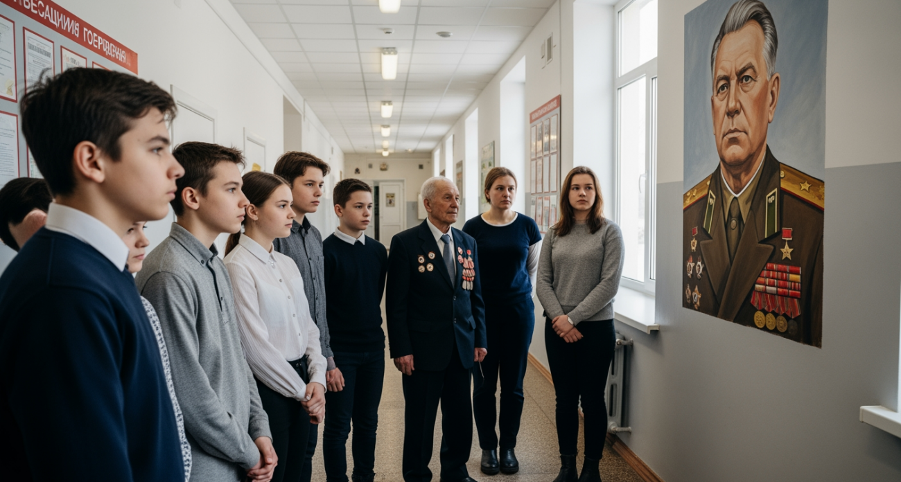 Школьники открыли мурал Маршала Победы Жукова в рамках патриотического проекта