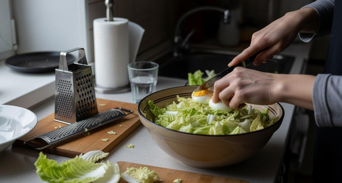 Капуста, пара яиц и секретная горчичная заправка  салат который съедается за минуты каждый день
