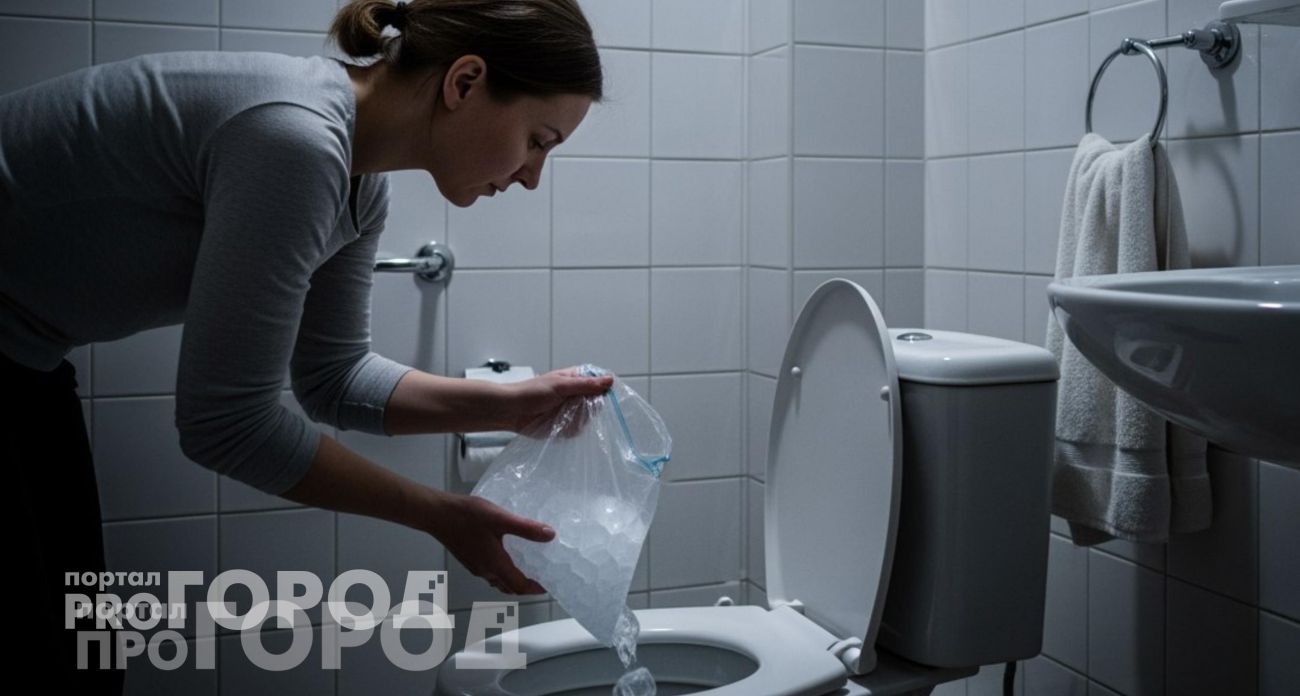 Бросаю несколько ледяных кубиков в туалет на всю ночь - к утру сантехника сияет без скрабов и порошков