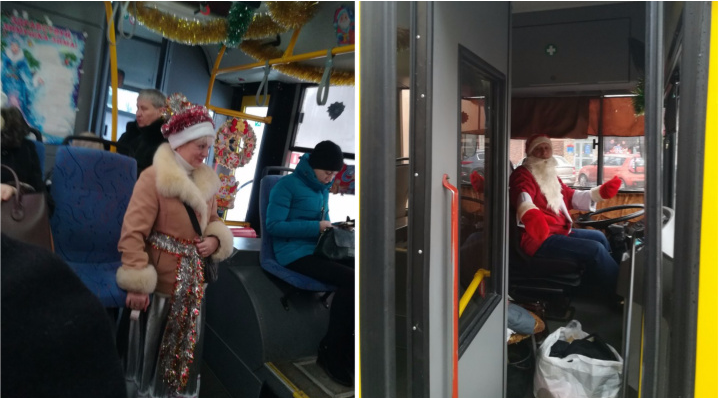 Необычные события в России: В Саранске появился «новогодний автобус» с Дедом Морозом и Снегурочкой