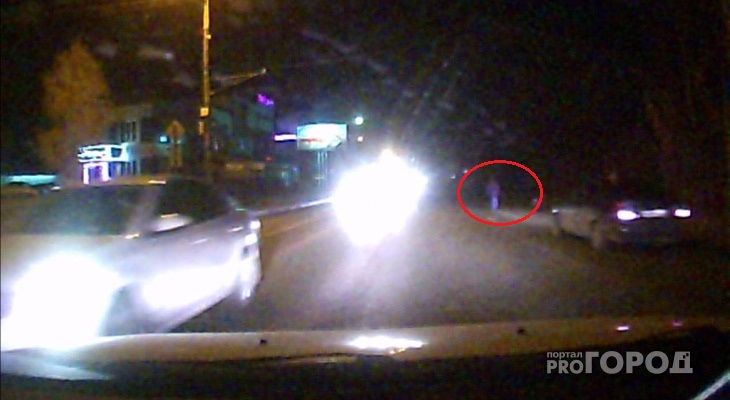 Появилось видео момента ДТП в Йошкар-Оле, где иномарка сбила пьяную женщину