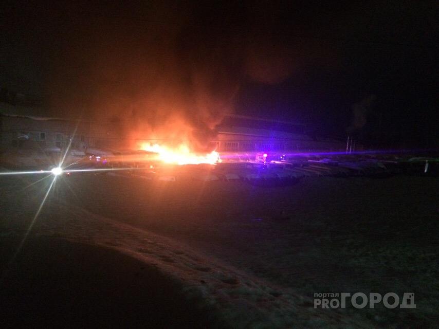В Йошкар-Оле ночью на парковке сгорели маршрутки (ВИДЕО)