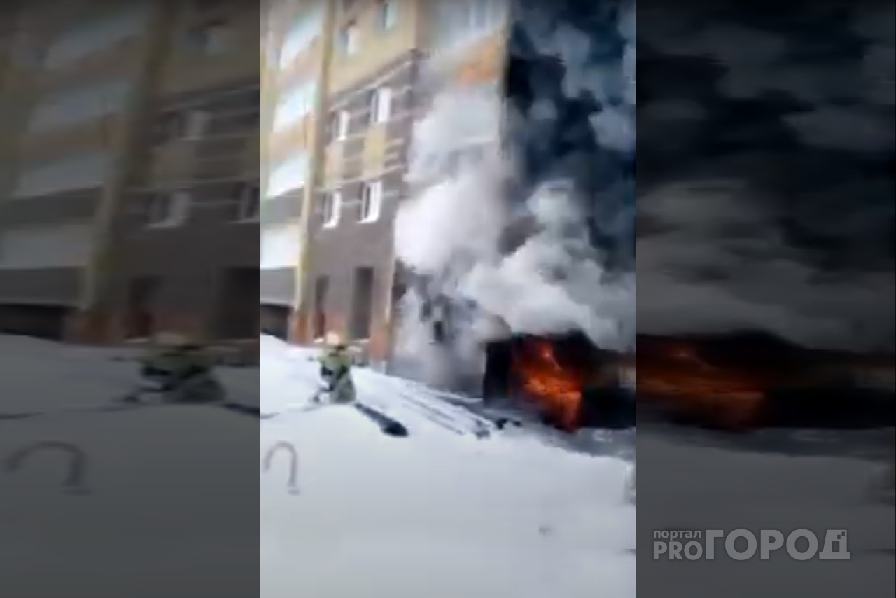 Йошкаролинец снял пожар в новостройках Мышино, находясь в метре от огня