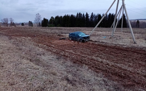 В Марий Эл водитель Chevrolet слетел дороги в столб: двое пострадали