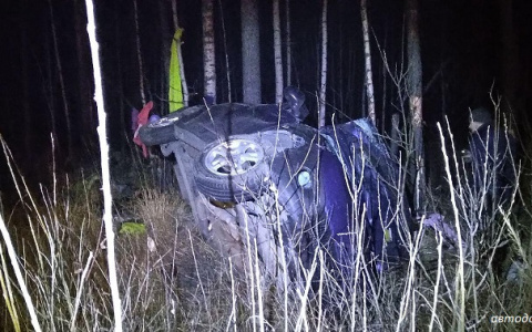 Двое пострадавших: в Марий Эл на трассе перевернулась машина