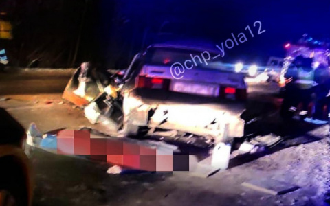 Смертельное ДТП в Марий Эл: тело мужчины лежит у раскуроченного авто