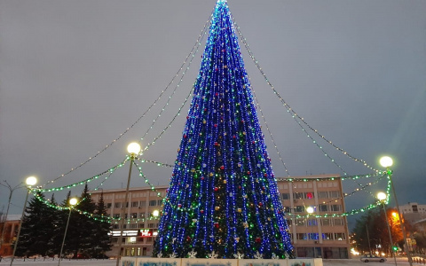 Главную новогоднюю елку Йошкар-Олы украсили гирляндами