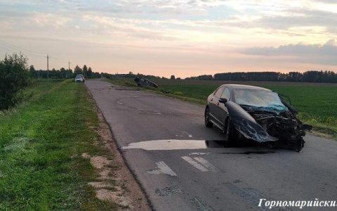 Японский седан врезался в «Буханку» на загородной трассе Марий Эл