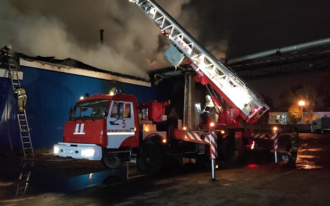 Около 30 пожарных тушили полыхающую пилораму на Соловьева в Йошкар-Оле