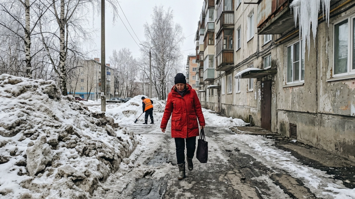 Сосульки и горы снега угрожают пешеходам в Йошкар-Оле