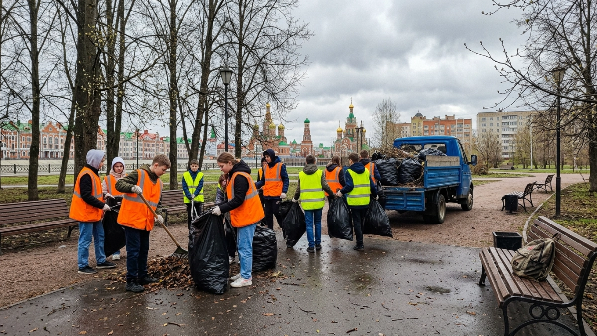 «Чистый четверг»: дождь не помешал третьему субботнику в Йошкар-Оле