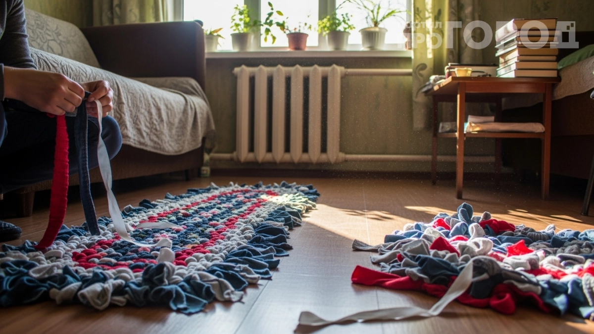 Не покупаю коврики в магазине — плету сама за выходные: коврик из старой джинсы прослужит 10 лет — без спиц и крючка