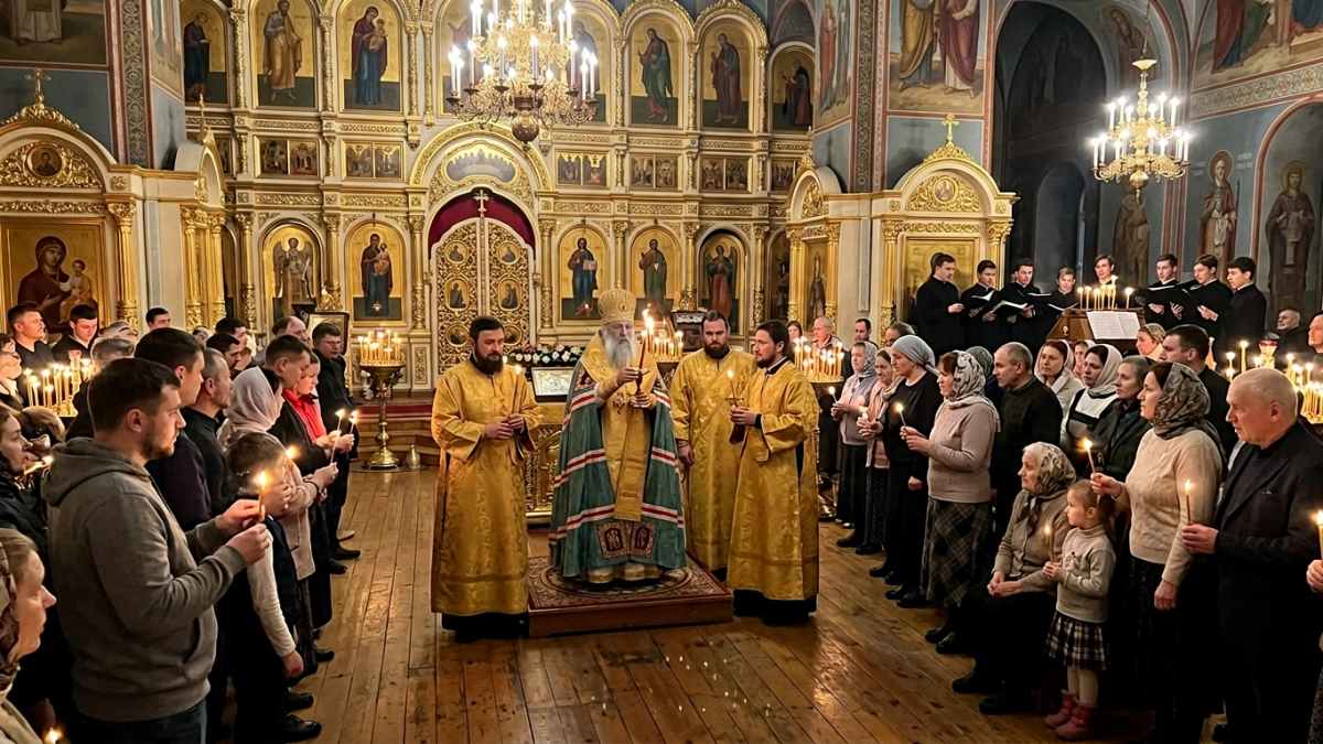 Благодатный огонь из Иерусалима встретили в Благовещенском соборе Йошкар-Олы