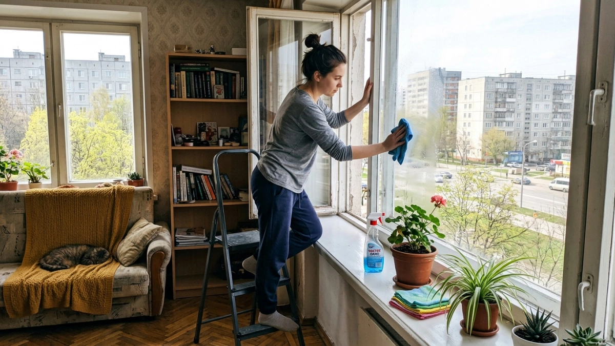 Чистота бросается в глаза еще со двора: аптечный бутылек отмыл мои окна хлеще клининга