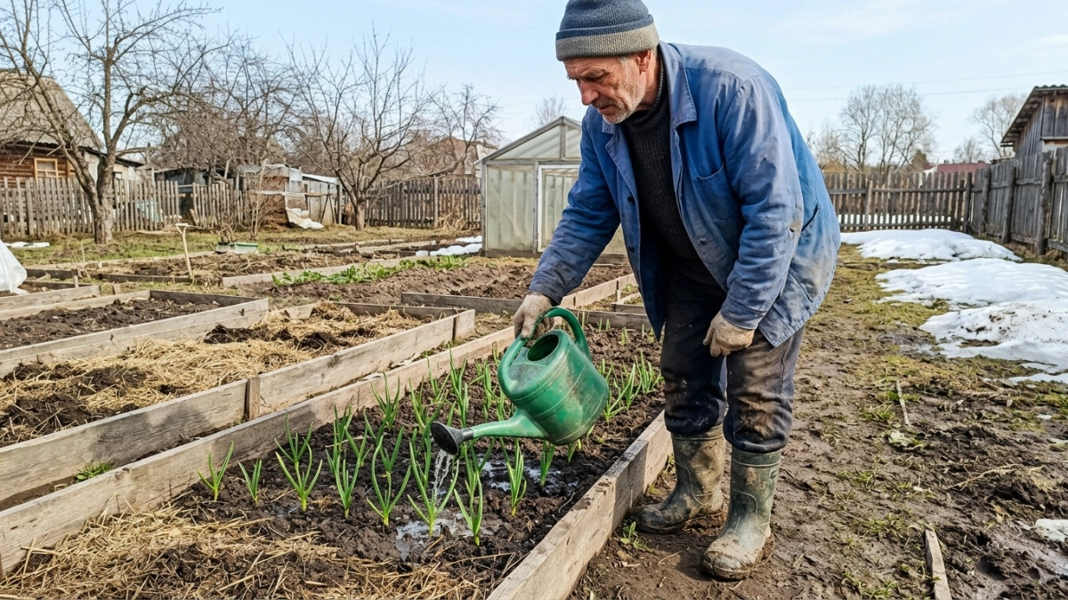 Для посадки лука: пару грамм в лейку — и головки растут размером с кулак, а перья не желтеют