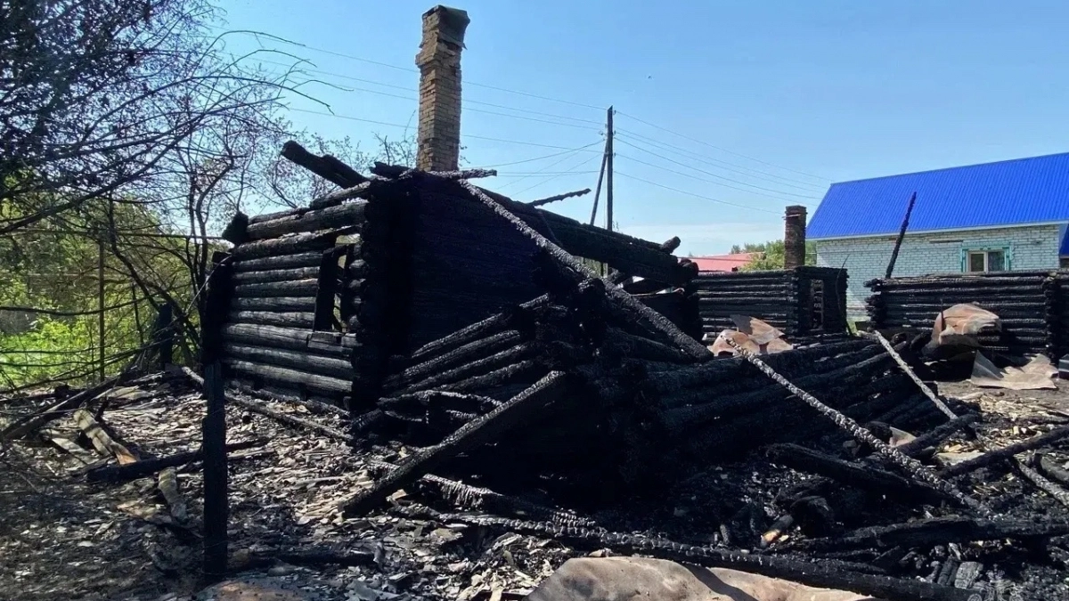 Деревянная заброшка сгорела в Звениговском районе