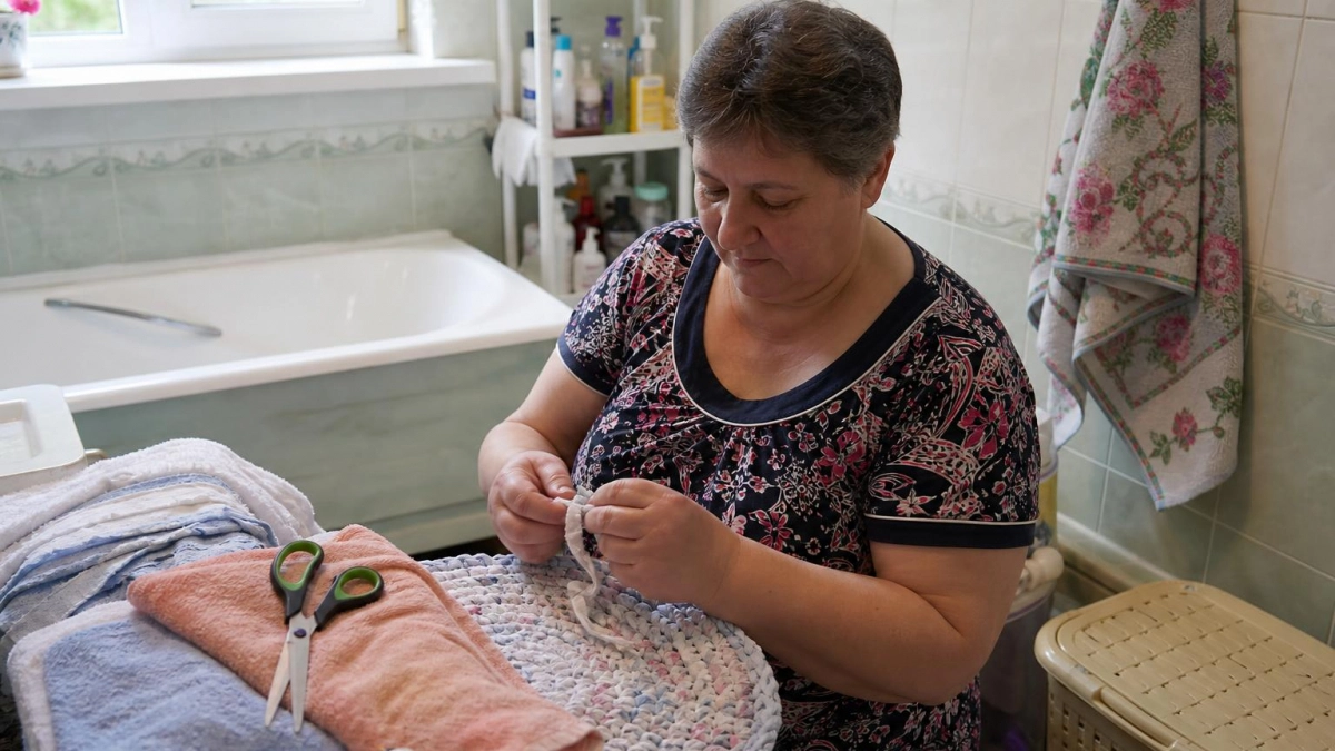 Покупные коврики сдают позиции: сплела сама за выходные из старых футболок — экономно и стильно 