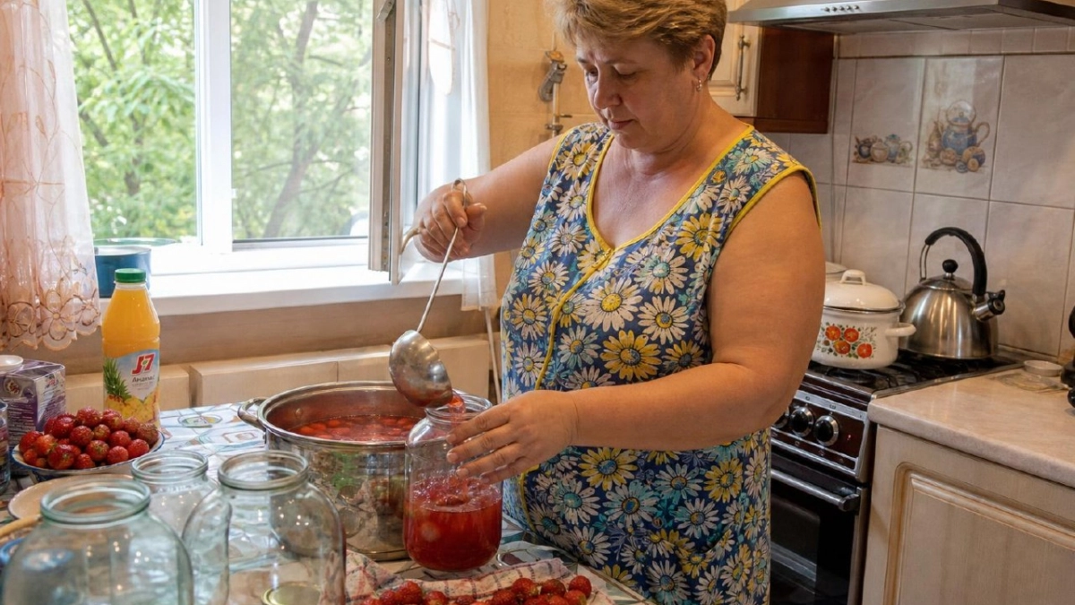 Закрываю десятками банок клубничную «Пина коладу» — зимой гости просят налить ещё до краёв