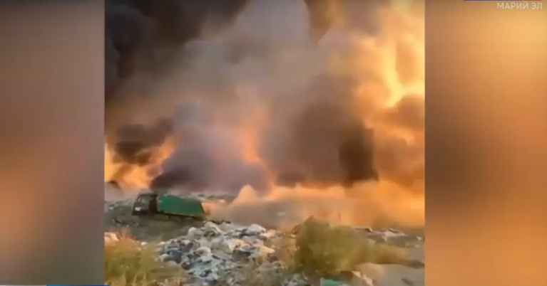 В Волжском районе проверили воздух после пожара на мусорном полигоне